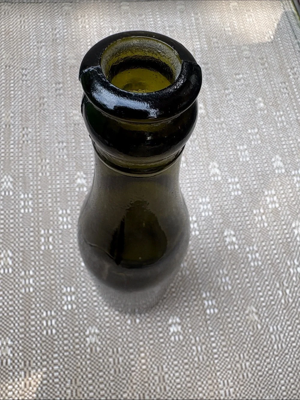 Vintage 19th Century E & J Burke Olive Green Embossed Glass Cat Vase